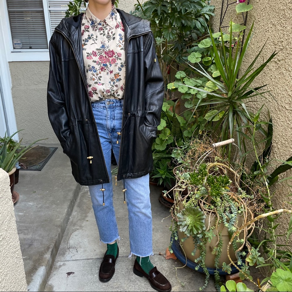 Vintage 90’s black Colebrook & Co leather coat